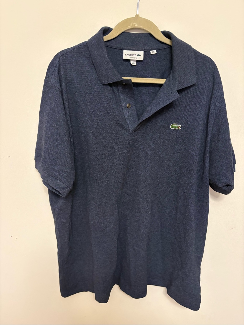 NEW Lacoste Polo Shirt Men's 7 US XXL Blue Pique Classic Fit croc logo